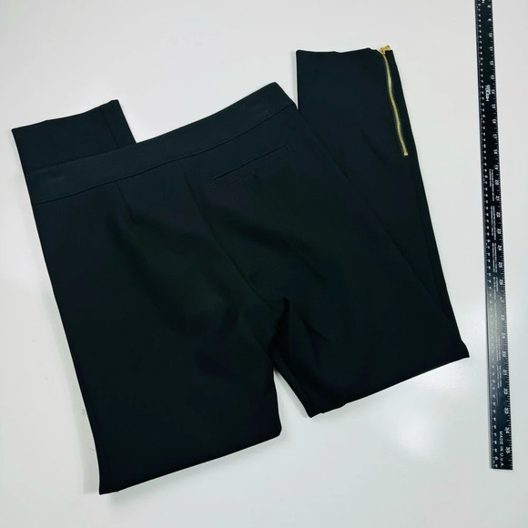 Trina Turk Black Straight Leg Pants Exposed Gold Zipper Size 4‎ - Picture 10 of 11